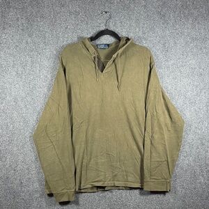 Vintage Polo Ralph Lauren Hooded Long Sleeve Shirt 100% Cotton Green Mens 2XL